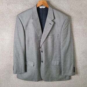Pronto Uomo Jacket Mens 48R Beige Houndstooth Silk Wool Blazer 2 Button Coat